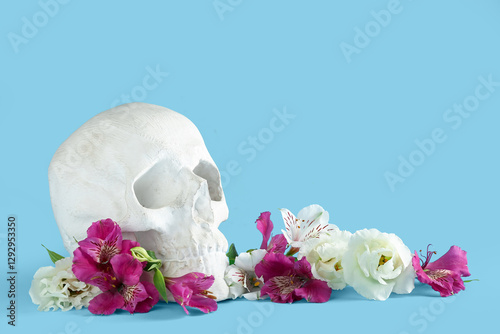 Human skull with beautiful ...