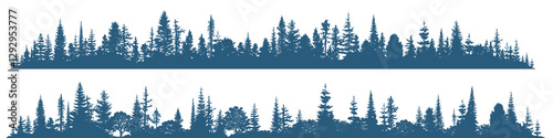 Silhouette of a forest, isolated on white background