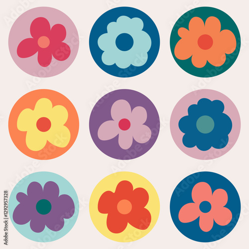 Vibrant Floral Doodle Stickers Collection with Playful Colorful Designs