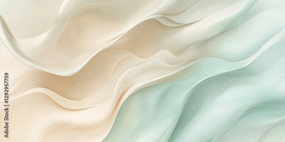 Obraz premium Flowing Fabric: Delicate, ethereal fabric in gentle pastel colors drapes and flows gracefully, evoking a sense of serenity and artistic beauty. 