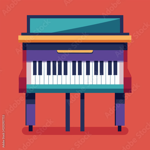 Piano keyboard seamless. Top view. Realistic detailed shaded piano keys. Simple beautiful design. Musical background. Music instrument. Flat style vector illustration.