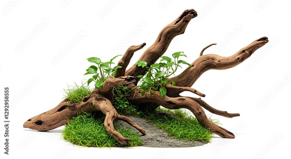 Aquatic Plants Growing on Wood Decoration for Fish Tank Setup Aquatic Plants Growing on Wood Decoration for Fish Tank Setup
