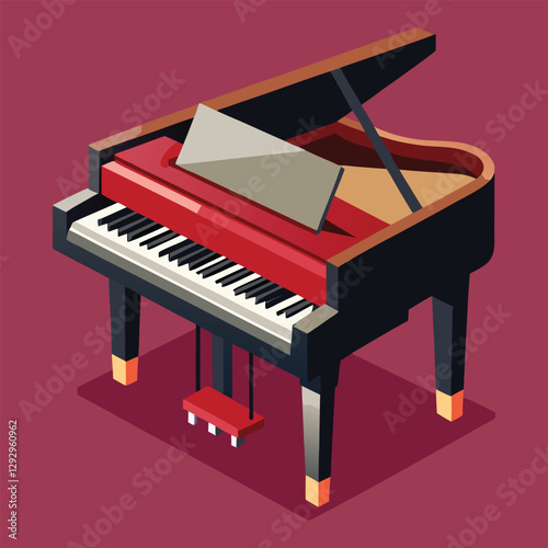 Piano keyboard seamless. Top view. Realistic detailed shaded piano keys. Simple beautiful design. Musical background. Music instrument. Flat style vector illustration.