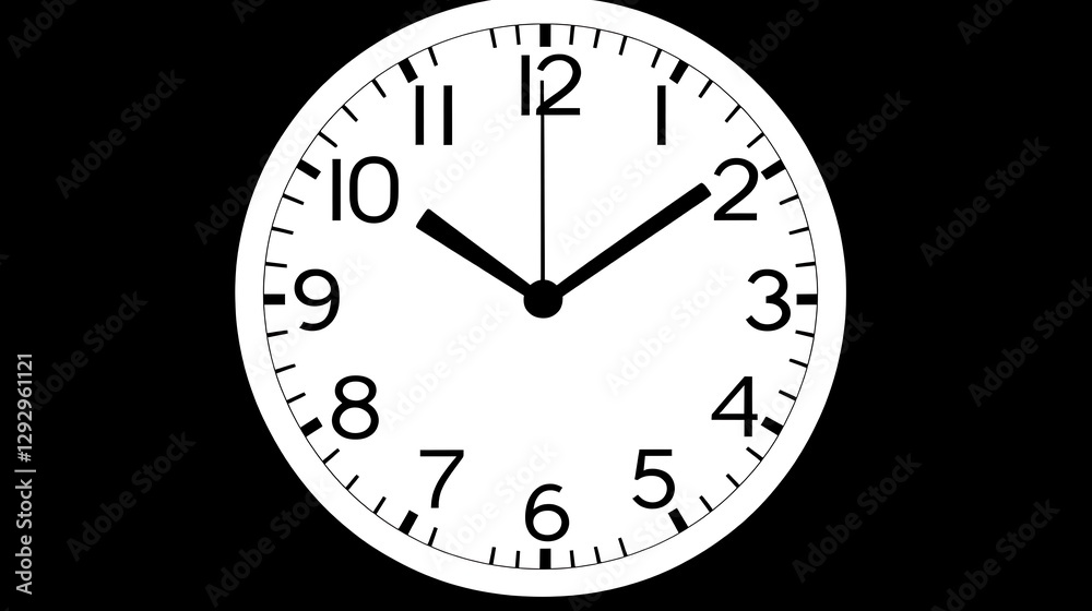 Clock showing time on black background Clock showing time on black background