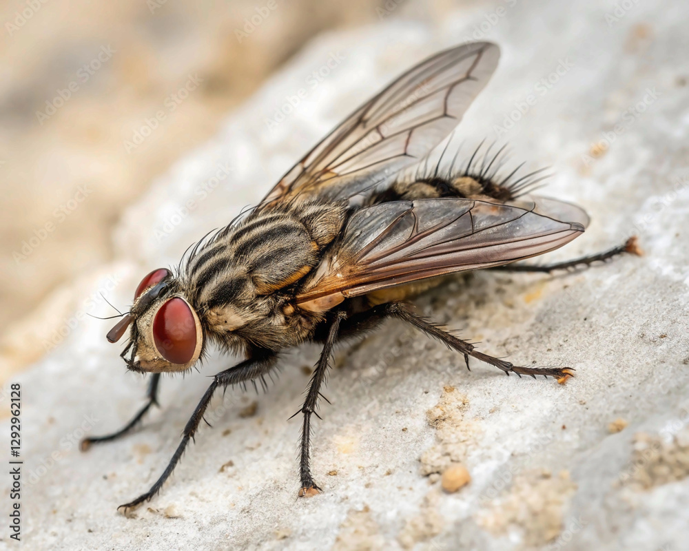 Dirty Common housefly viewed from up high, Musca domestica Dirty Common housefly viewed from up high, Musca domestica