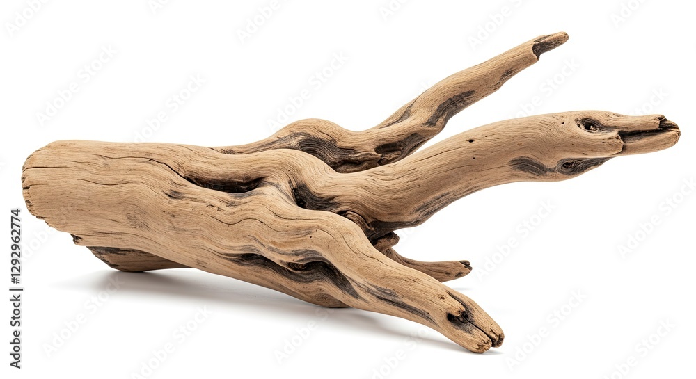 Isolated Piece of Driftwood on White Background for Crafts and Decoration Isolated Piece of Driftwood on White Background for Crafts and Decoration