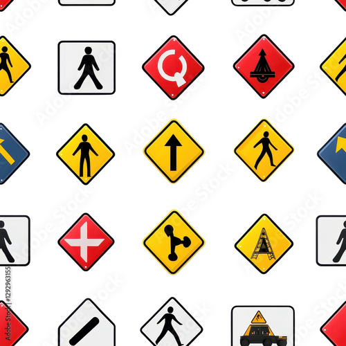 Free Download Realistic warning sign, seamless pattern, isolated on a white background, ideal for safety designs and repeating motifs  PNG - GFXLoad