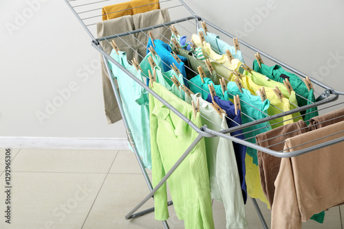 Freshly washed clothes dryi...