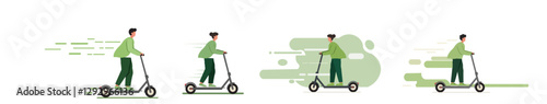 Riding an Electric Scooter with Speed Motion Effect