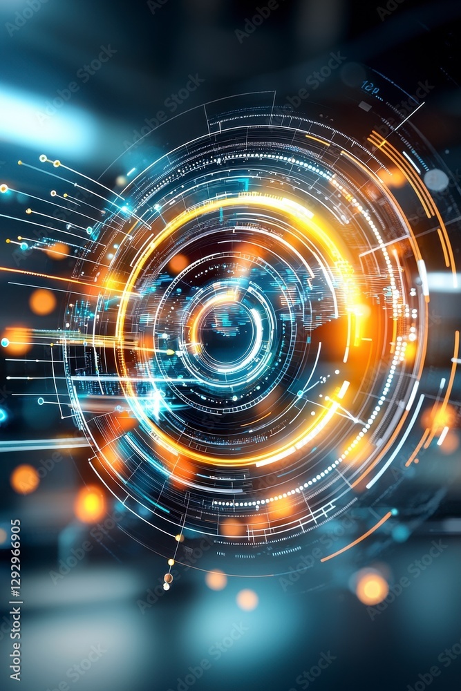 Obraz premium Abstract Technology Background with Circular HUD Interface.