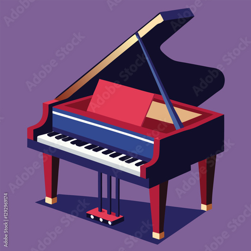 Piano keyboard seamless. Top view. Realistic detailed shaded piano keys. Simple beautiful design. Musical background. Music instrument. Flat style vector illustration.