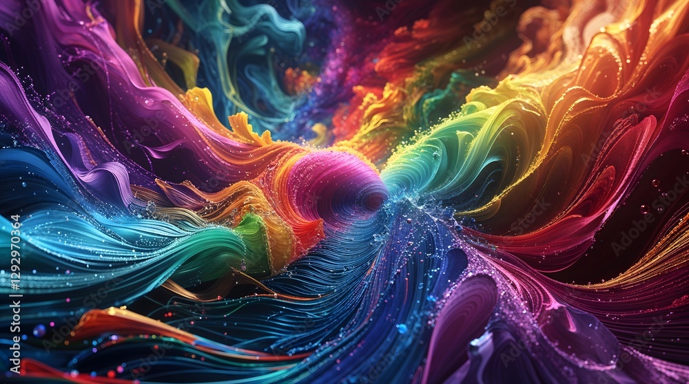Obraz premium A vibrant fractal swirl of rainbow colors creates an abstract space art pattern