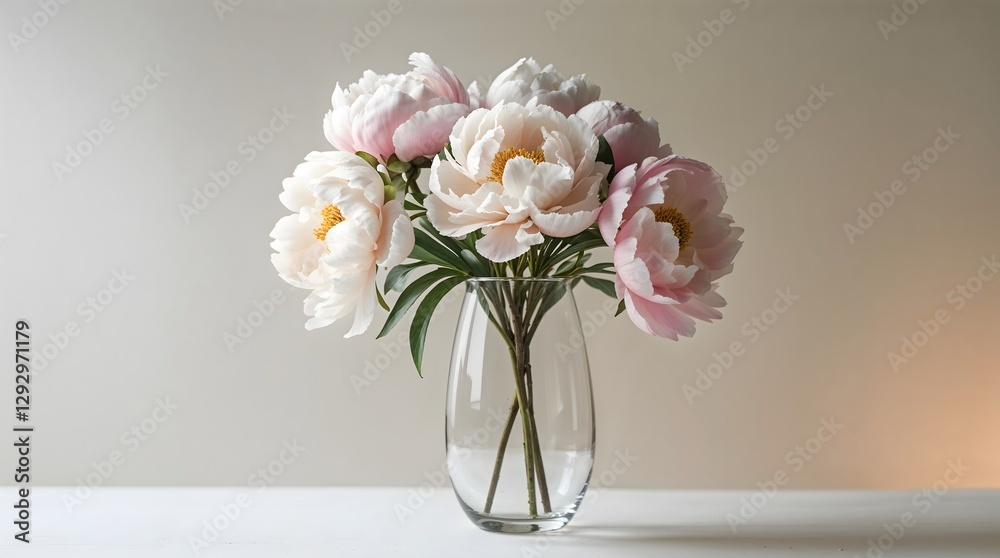 Fototapeta premium A pink floral bouquet with hyacinth and tulips blooms in a vase