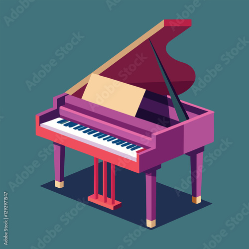 Piano keyboard seamless. Top view. Realistic detailed shaded piano keys. Simple beautiful design. Musical background. Music instrument. Flat style vector illustration.