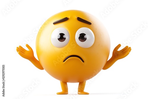 Person Shrugging Emoji, Isolated on White