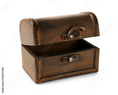 Empty old wooden chest isol...