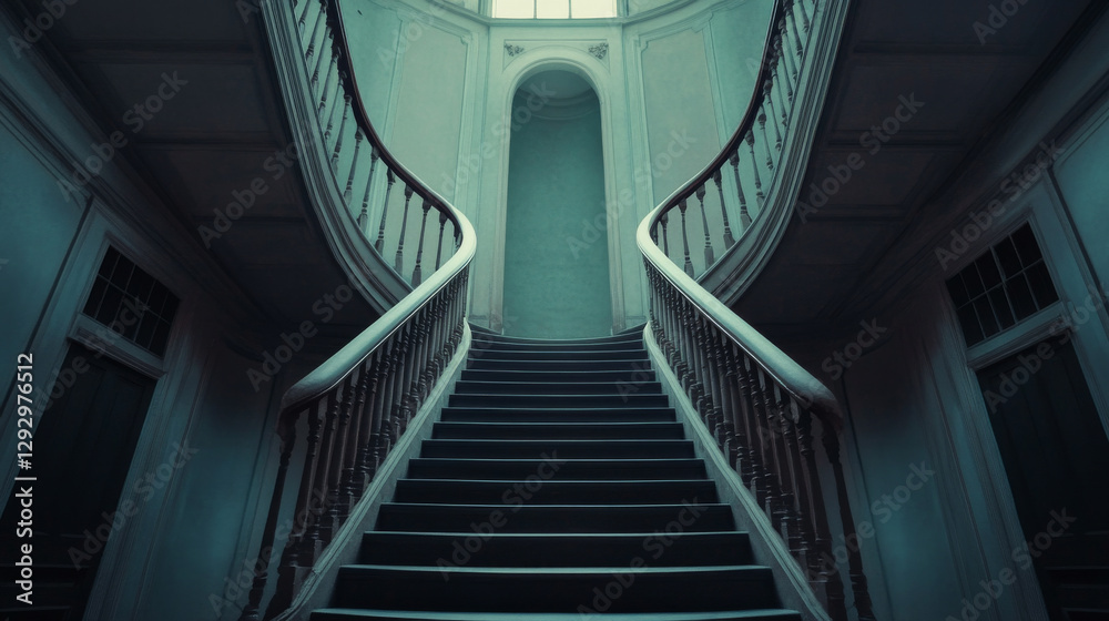 Obraz premium twisting staircase leads into mysterious space, evoking curiosity and intrigue