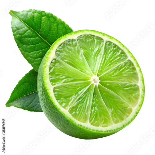 Green lemon scilice on transparent background 