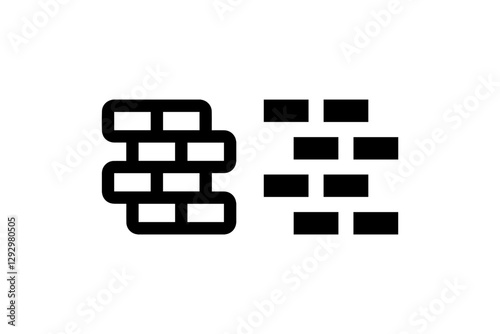 Brick wall icons in solid and outline style Vector