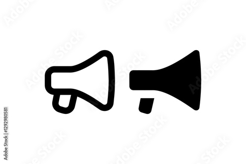 Megaphone icons in solid and outline style Vector