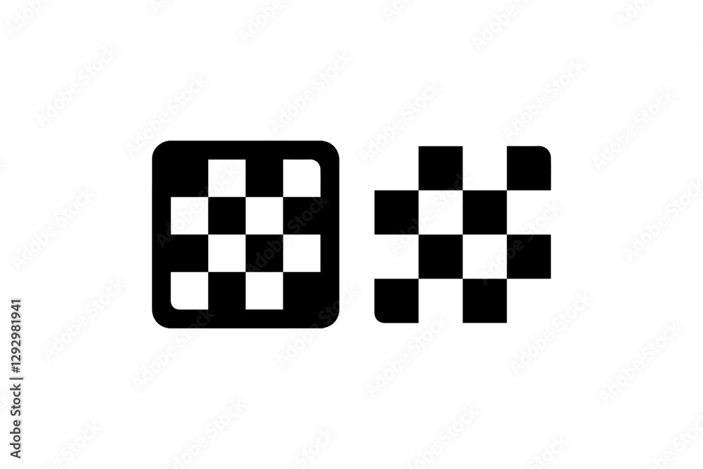 Checkered pattern in outline and solid style Vector Checkered pattern in outline and solid style Vector