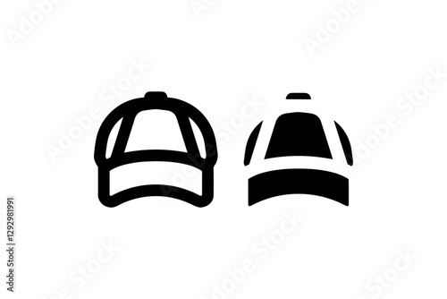 Baseball cap icon in outline and solid Vector