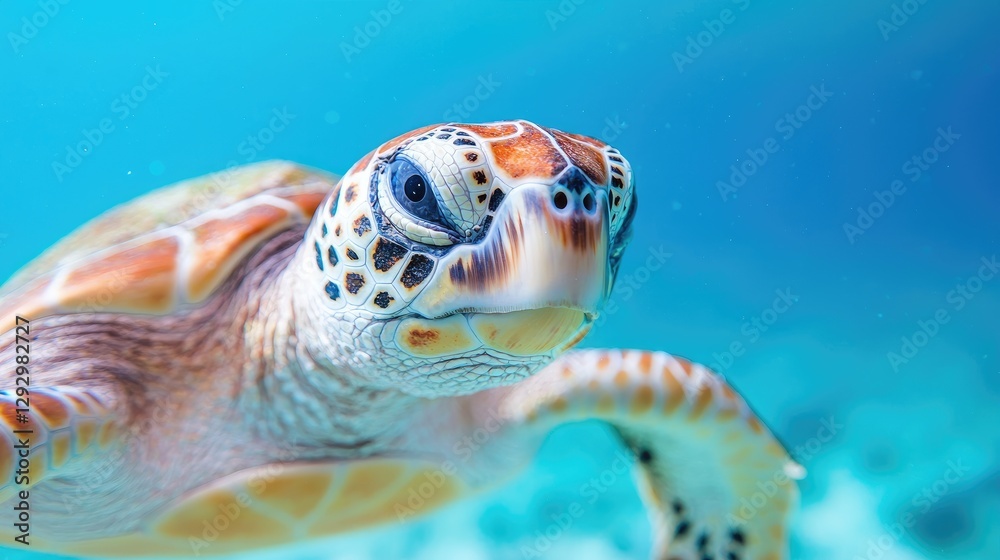 Fototapeta premium Sea Turtle Underwater Closeup