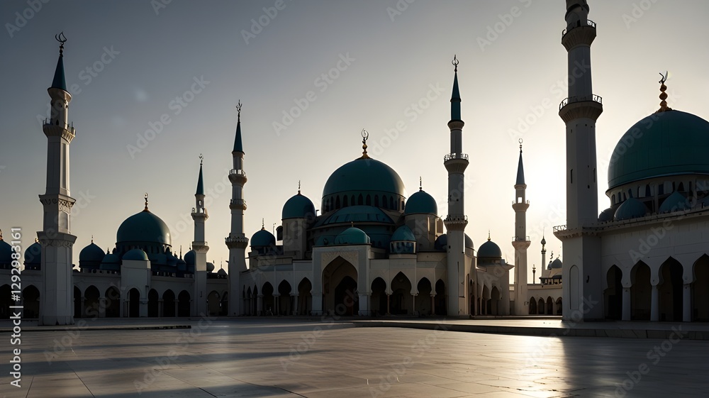 Obraz premium mosque silhouettes isolated on white background 