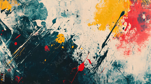 texture background with chaotic paint streaks and ink splashes on a textured canvas 