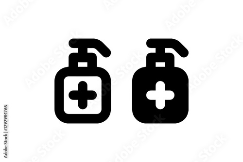 Hand sanitizer bottle icon in outline and solid Vector