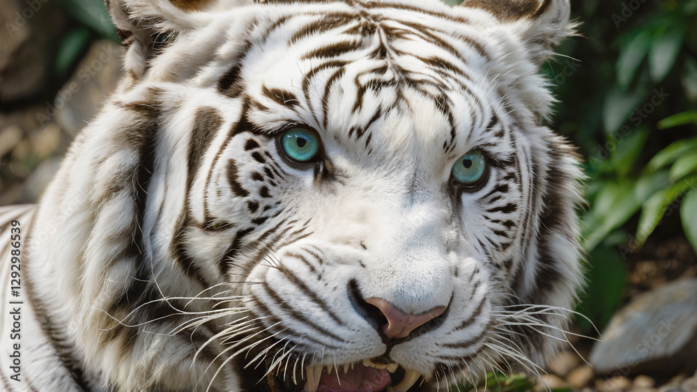 Fototapeta premium An white rowing tiger