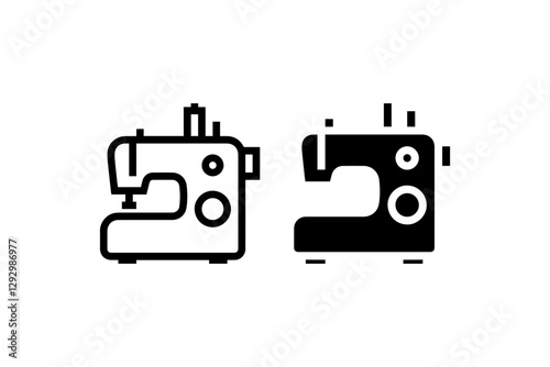 Sewing machine icon outline and filled Vector