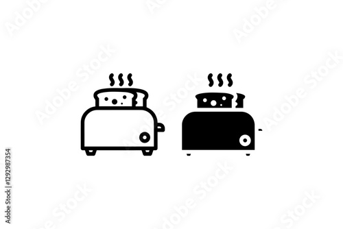 Toaster with toasted bread icons Vector