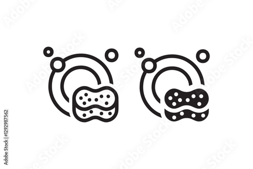 Dishwashing icon with sponge and bubbles Vector