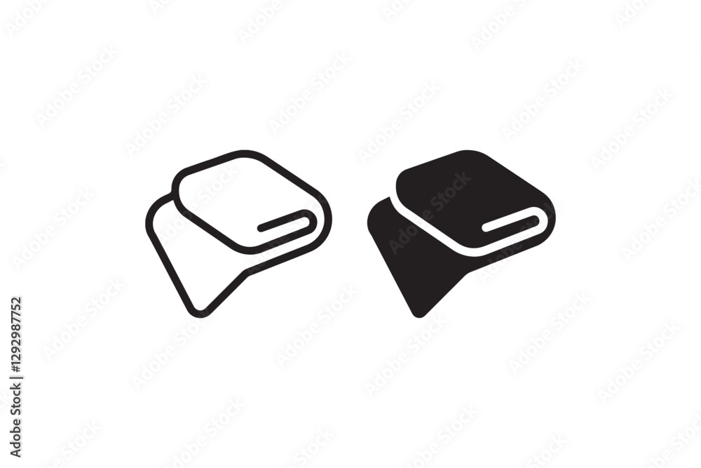 Folded towel icon in black and white Vector Folded towel icon in black and white Vector