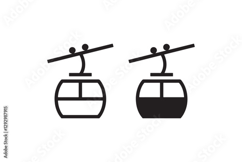Cable car icon in black and white Vector