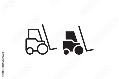 Forklift icon in black and white Vector