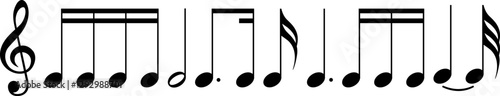 Music notes icon set, Music notes symbol sign, Vector illustration symbol isolated on transparent background