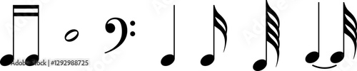 Music notes icon set, Music notes symbol sign, Vector illustration symbol isolated on transparent background