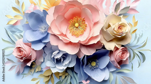 Wallpaper Mural Beautiful Paper Flowers in Soft Pastel Color Torontodigital.ca