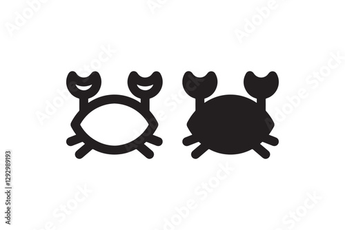 Crab icon with claws and legs Vector