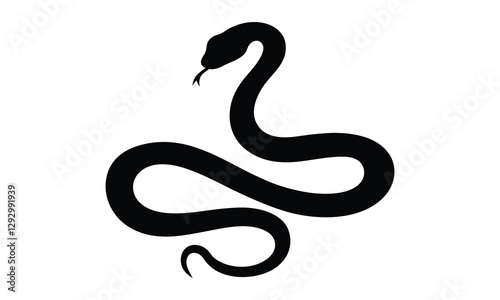 Snake silhouette vector, Curved snake vector design