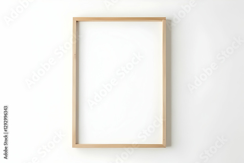 Empty Wooden Frame with Minimalist Design Against a White Background for Creative Display