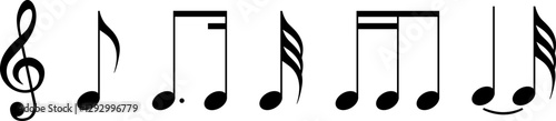Music notes icon set, Music notes symbol sign, Vector illustration symbol isolated on transparent background