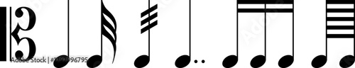 Music notes icon set, Music notes symbol sign, Vector illustration symbol isolated on transparent background