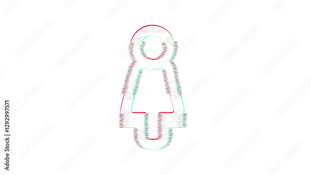 Icon female is distorted. Glitch. Noise, chromatic aberration, geometric distortion Icon female is distorted. Glitch. Noise, chromatic aberration, geometric distortion