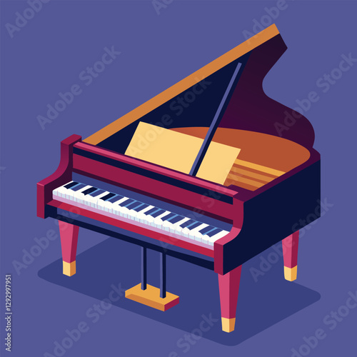 Piano keyboard seamless. Top view. Realistic detailed shaded piano keys. Simple beautiful design. Musical background. Music instrument. Flat style vector illustration.
