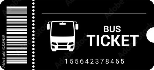 Bus travel ticket, autobus public transport pass icon set. Paper passenger seat card for trip. Journey coupon urban transportation. Transportation Ticket Icons Collection, Travel Ticket Vector Set