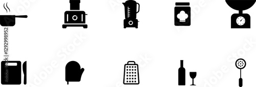 Kitchen and Cooking Icons Set - Culinary Silhouette Vector Icons Collection.