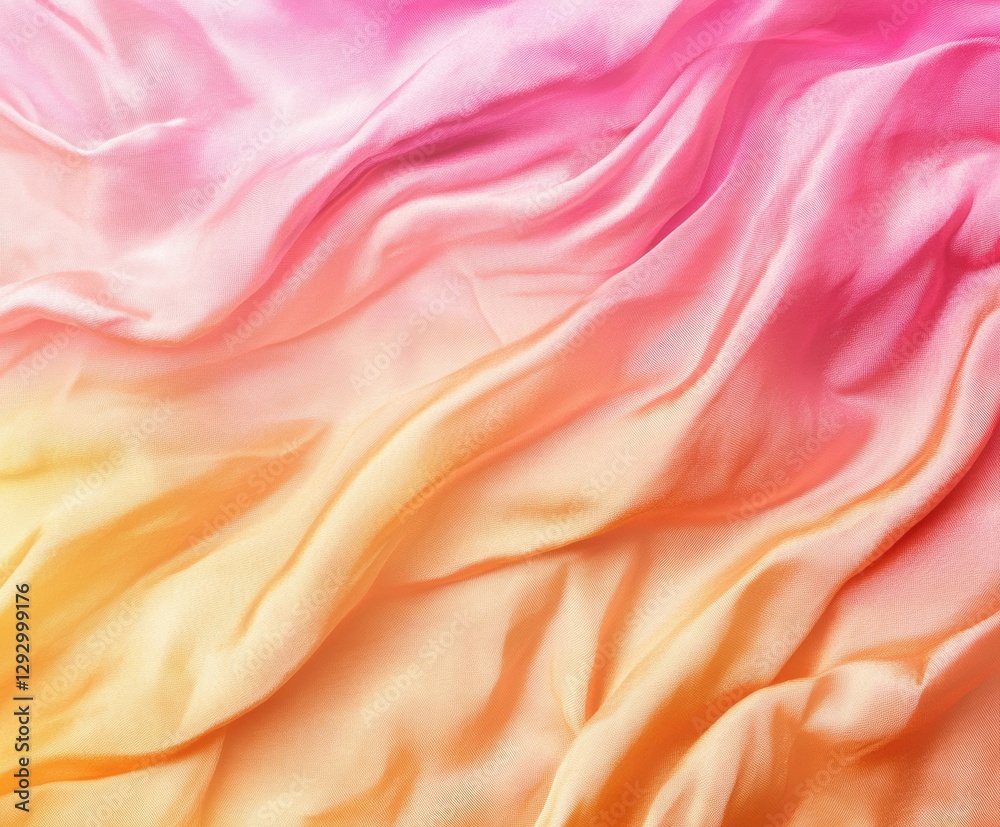 Obraz premium Color Symphony: A vibrant abstract display of flowing fabric. Soft waves of silky cloth create a mesmerizing dance of light and shadow, transitioning through a gradient of vivid, uplifting colors. 